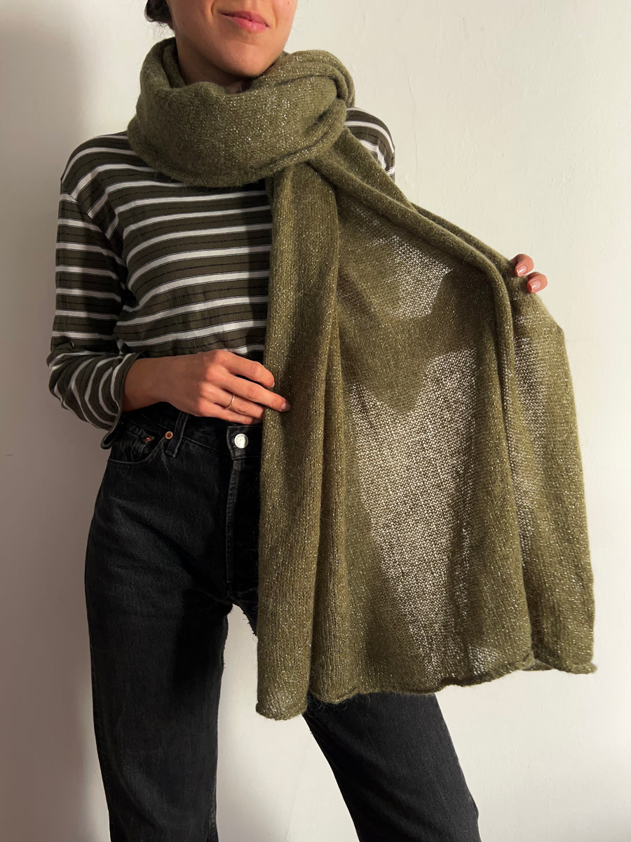 Scialle Sciarpa Feltro Arancione Verde Viola Astratto 92 In X - Italia - Foto 5