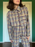 Camicia sartoriale tartan beige e viola