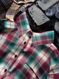 Camicia sartoriale tartan violetto e ottanio