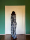 Pantalone sartoriale con le pince principe di Galles ricami blu