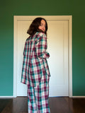 Camicia sartoriale tartan violetto e ottanio