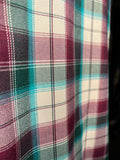 Pantalone sartoriale con le pince tartan violetto e ottanio