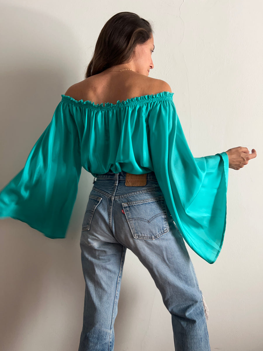 PRE ORDINE • Maxi blusa pura seta verde acqua