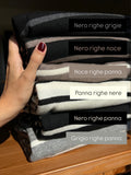 PRE ORDINE • Maglione over nero righe panna
