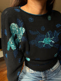 Maglione anni 80 nero con paillettes
