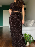 PRE ORDINE • Gonna pencil paillettes marroni