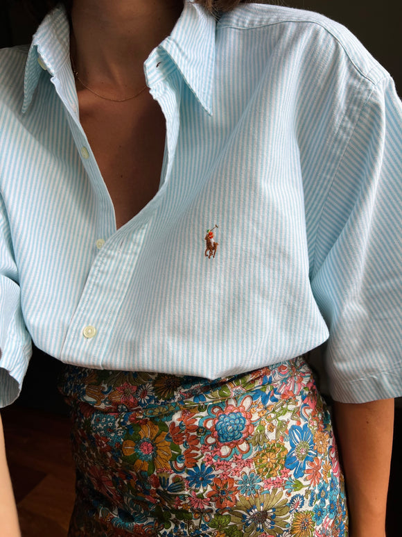 Combo pareo + camicia Ralph Lauren • fiori e righe azzurre