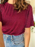 T-shirt luccicante bordeaux