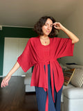 Kimono in maglia di cotone fragola