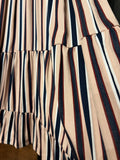 Abito con scollo americano righe rosa e denim