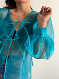 PRE ORDINE • Camicia con laccetti organza turchese