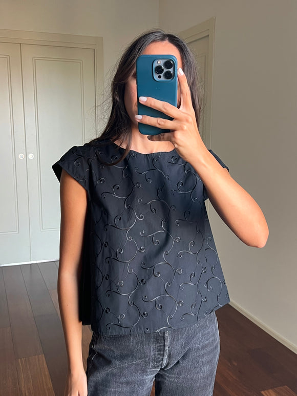 PRE ORDINE • Maglietta cotone nero ricamato