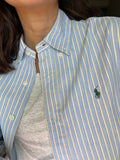 Camicia Ralph Lauren azzurra righine gialle