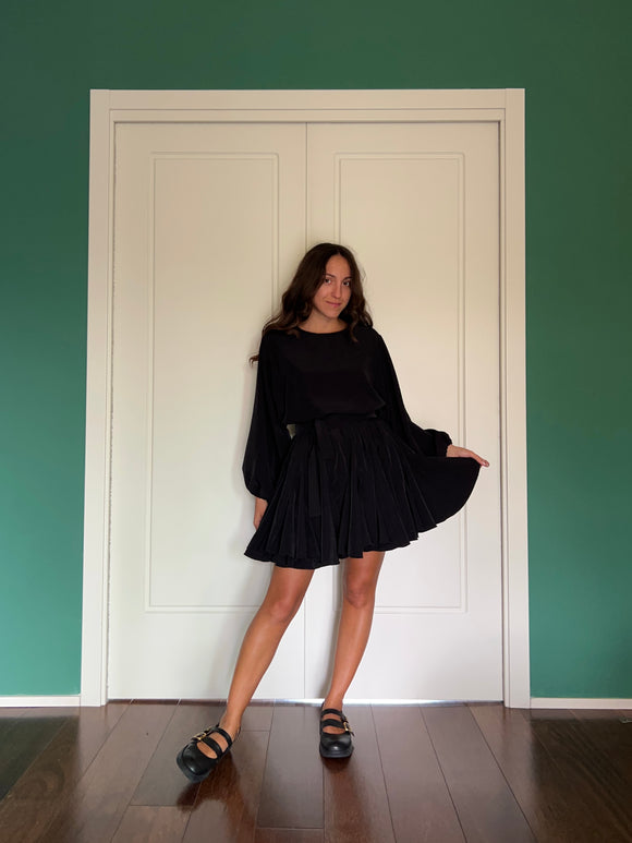 Abito con cintura cupro wash nero