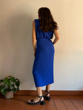 Gonna plissé in maglia di cotone bluette