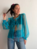 PRE ORDINE • Camicia con laccetti organza turchese