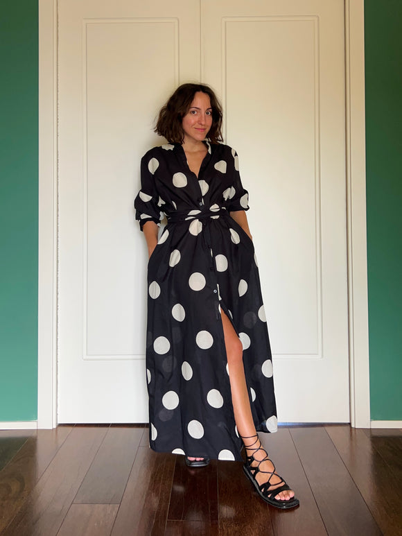 Chemisier Panarea nero pois grandi