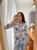 Camicia di cotone ortensie blu