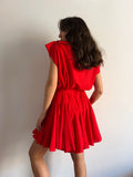 PRE ORDINE • Abito con cintura senza maniche goffrato rosso