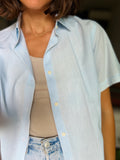 Camicia di cotone righine azzurre