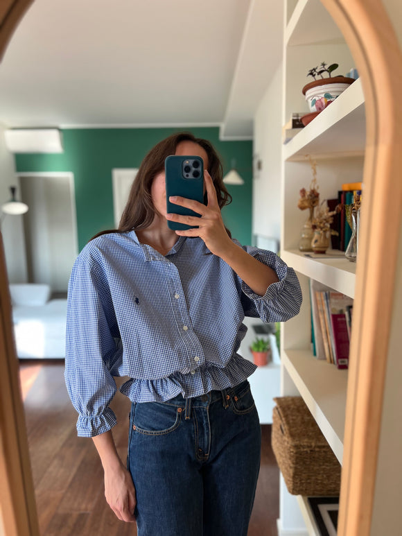 Camicia Gilbi Ralph Lauren quadretti blu senza colletto