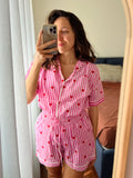Pigiama corto rosa cuori
