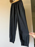 Pantalone sartoriale con elastico sul fondo satin nero
