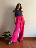 Panta palazzo cupro fuxia
