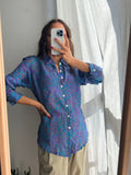 Camicia indiana modello maschile M/L azzurra e viola