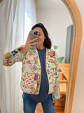 Giacca trapuntata double-face • modello cardigan • fantasia base panna