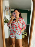 Camicia di cotone fantasia base bianca
