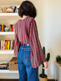 Camicia indiana incrociata fiorellini rossi
