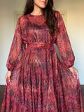 PRE ORDINE • Abito lungo con cintura tipo Missoni bordeaux