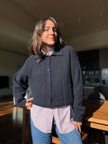 Cardigan blu con colletto