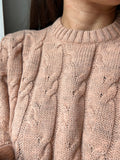 Maglione trecce rosa lana