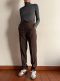 Pantalone di lana marrone slim