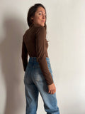 Body con bottoni marrone