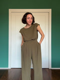 Pantalone sartoriale con le pince verde militare