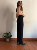 Pantalone plissé in maglia di cotone nero