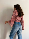 Camicia indiana incrociata viola e rosa