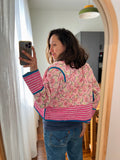 Giacca trapuntata double-face • modello corto • rosa + grigio blu