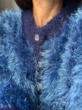 Cardigan fluffy blu