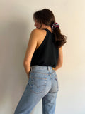 Top in maglia di cotone nero