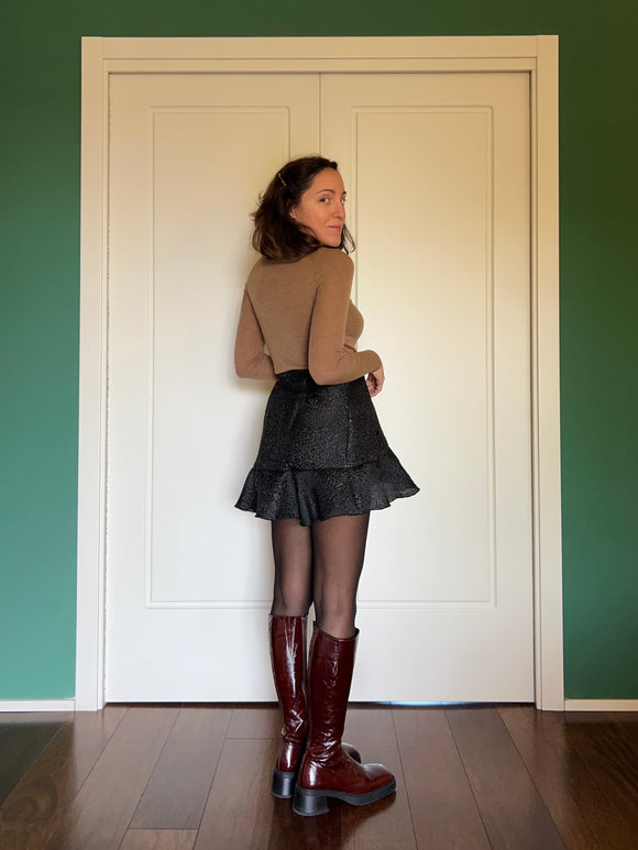 Gonna corta jacquard nero