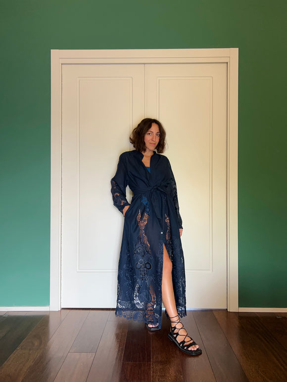 Chemisier Panarea blu con pizzo
