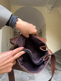 Borsa marrone con dettagli stampa cocco