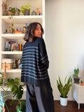 PRE ORDINE • Maglione over nero righe grigie