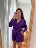 Camicia ampia cotone viola