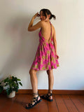 Abito schiena nuda corto violetto