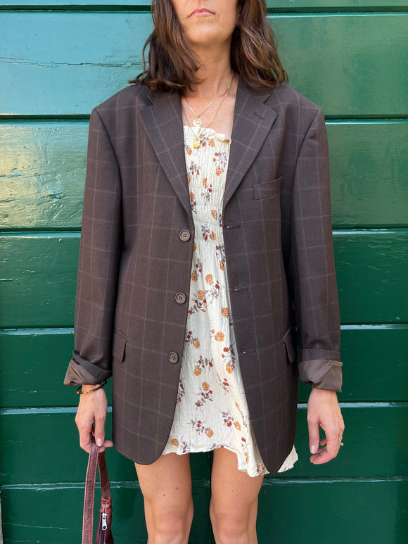 Blazer marrone scuro quadrettato